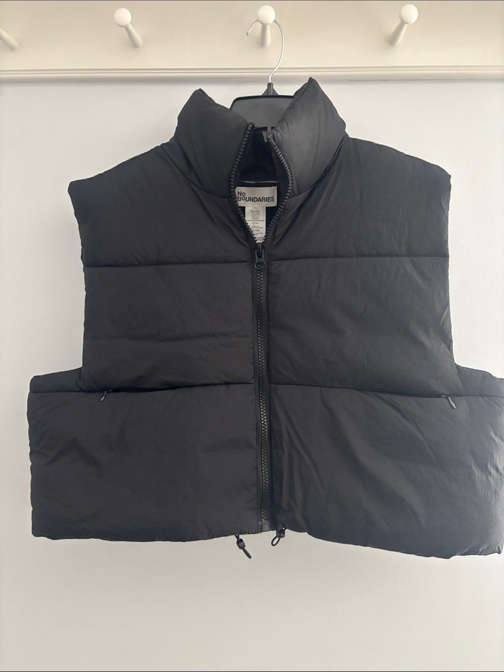 No Boundaries Men's Black Quilted Puffer Vest